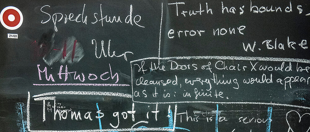 Door with notes in chalk