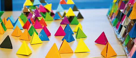 Pyramids made of colorful paper