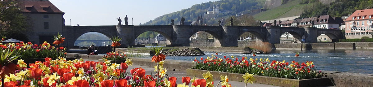 Blick auf Alte Mainbrücke in Würzburg
